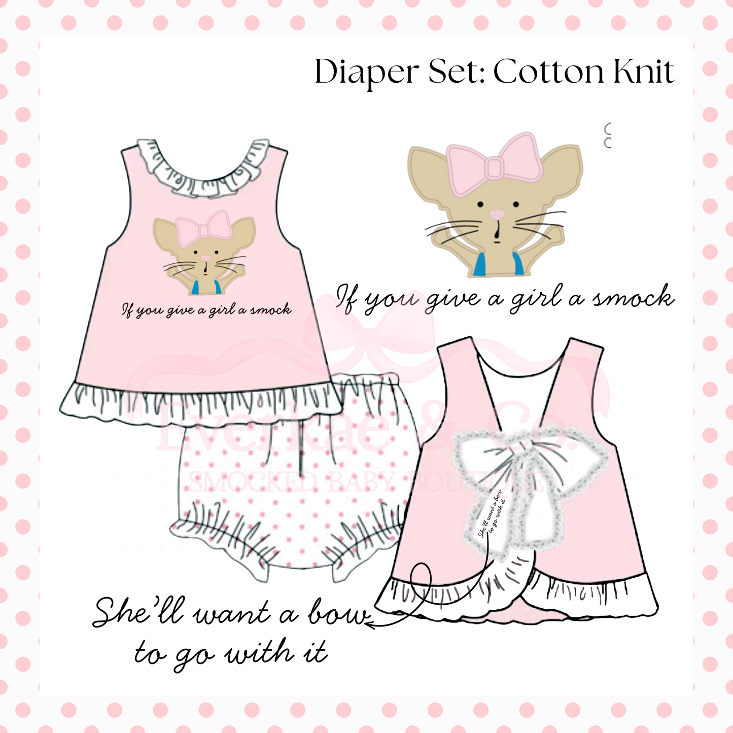RTS Smocks & Bows Diaper Set