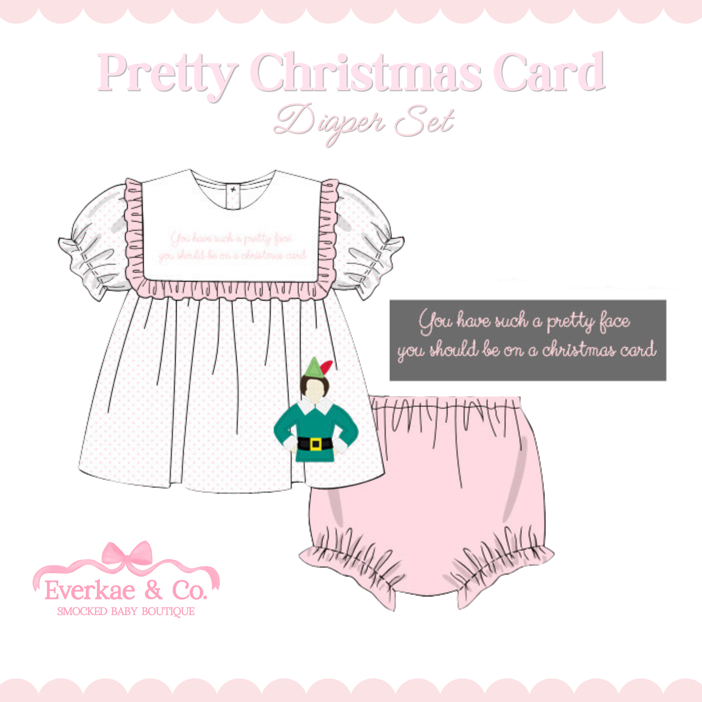 PO11 Pretty Christmas Card Diaper Set ETA OCT