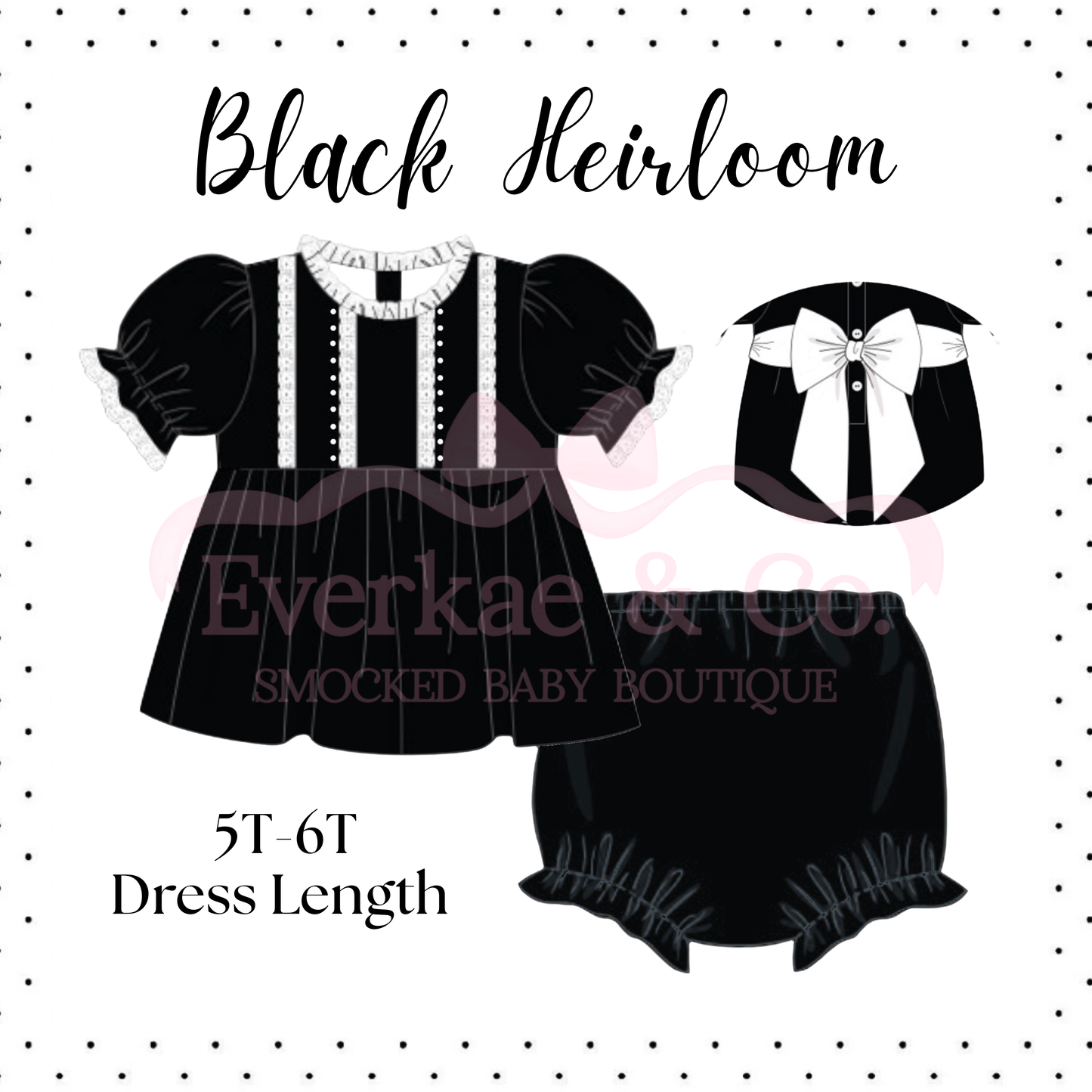 RTS Black Heirloom Diaper Set
